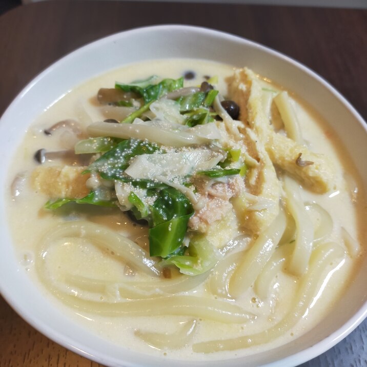 きのことタラコのミルクスープうどん